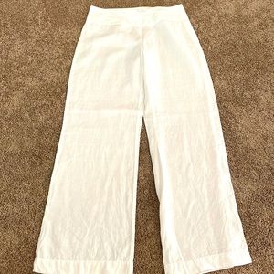 Ladies Whitewash white linen wide leg pant. Size 8